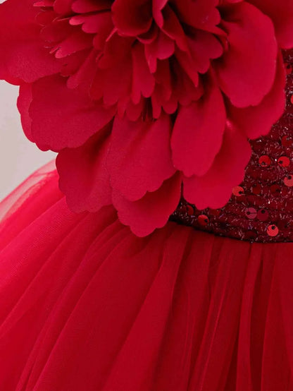 Girls  princess dress 1-5 Y baby Girls wedding sleeveless three-dimensional butterfly mesh carnival birthday party evening dress