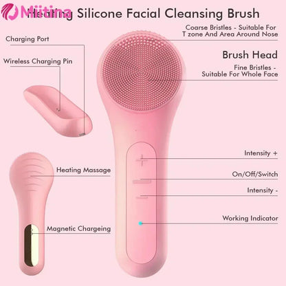 Electric Facial Cleansing Brush Sonic IPX7 Waterproof Silicone Face Scrubber Exfoliator Vibration Massager Deep Cleansing Care