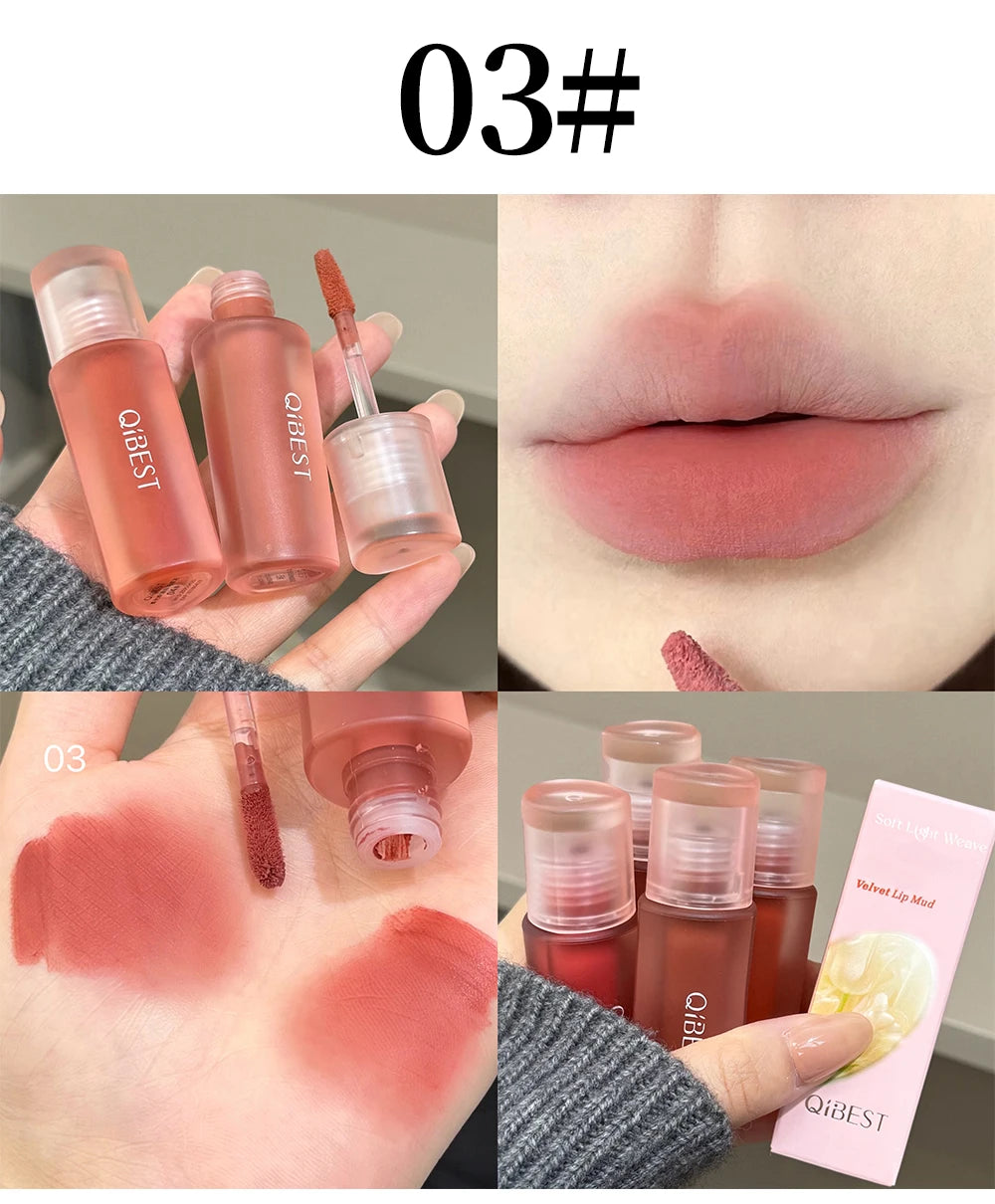 Qibest 6 Colors Velvet Matte Liquid Lipstick Long-Lasting Waterproof Lip Mud Sexy Red Lipgloss Beauty Women Cosmetics Lip Tint - AMULET RING STORE