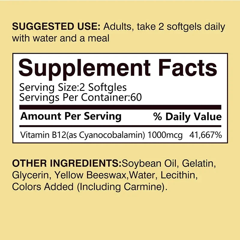 Vitamin B12 - for Mood, Brain, Nervous System, Energy, Metabolism, Relieve Fatigue, Heart Health - AMULET RING STORE