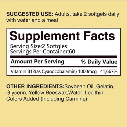 Vitamin B12 - for Mood, Brain, Nervous System, Energy, Metabolism, Relieve Fatigue, Heart Health - AMULET RING STORE