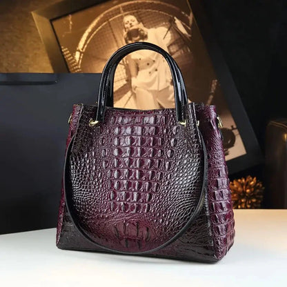 Genuine Leather Women Handbags New Tote Bag Fashion Crocodile Print Bucket Bag Retro Shoulder Messenger Bags Trend 2025