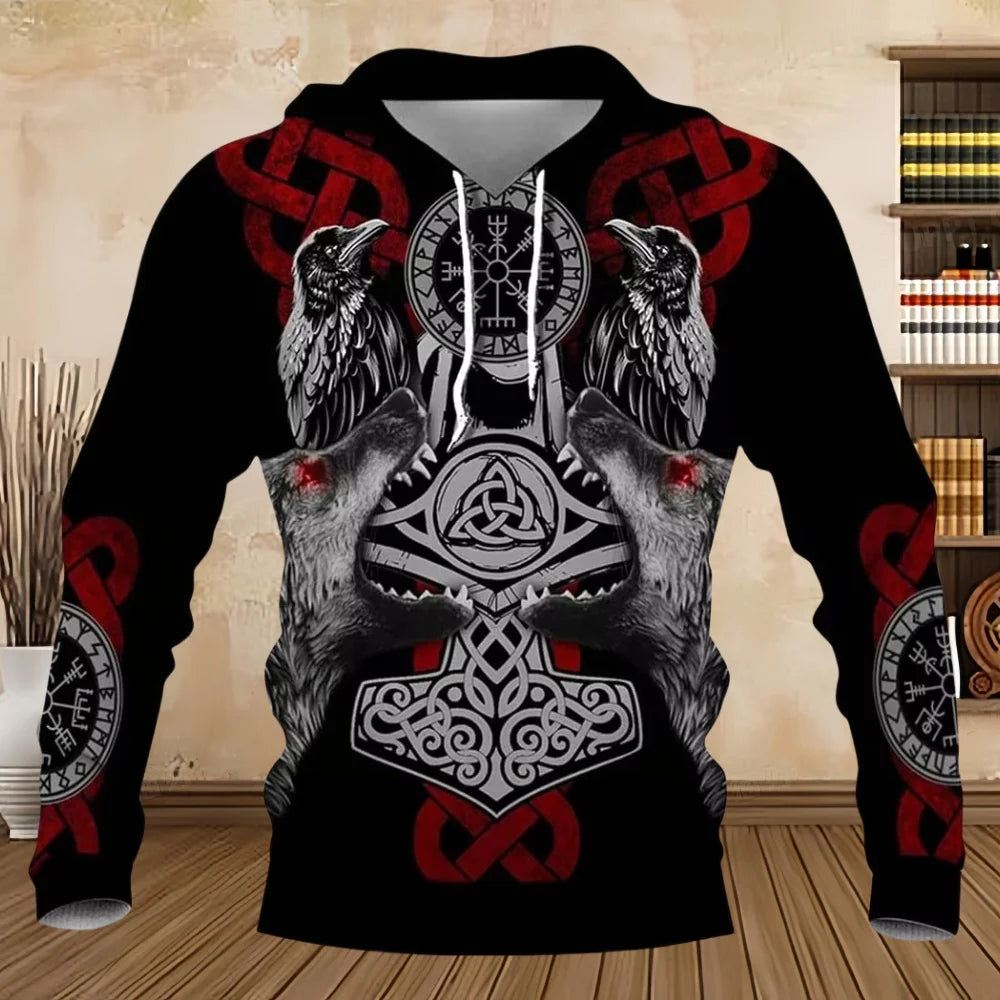 2025 New Hoodie 3D Print Harajuku Print Pullover Men's Hooded Sweatshirt Kangaroo Pocket Vintage Male Clothing Fall Long Sleeve