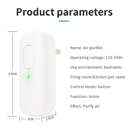 Negative Ion Purifier Purifier plug for home use to remove smoke and toilet odors Suitable for Bathroom Kitchen - AMULET RING STORE