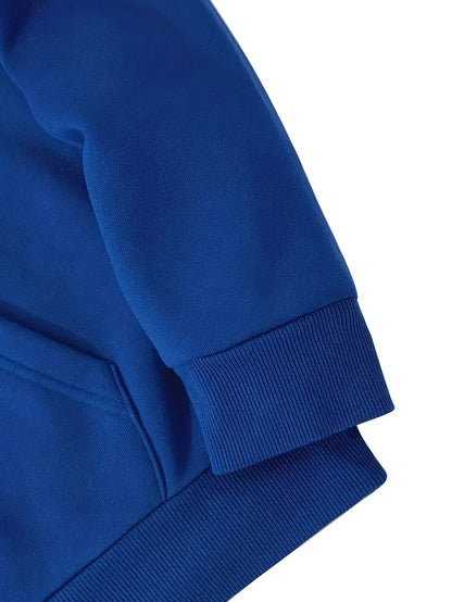 Men's Autumn/Winter Casual Fashion Warm Alphabets Pattern Printed Loose Thick Velvet Hoodie+Sports Pants Set