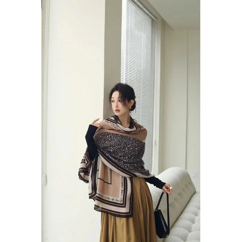 2025 Autumn Women Hijab Scarf Leopard Cotton Linen Shawl Tassel Muslim Sunscreen Viscose Headkerchief Wrap Breathable Headscarf - AMULET RING STORE