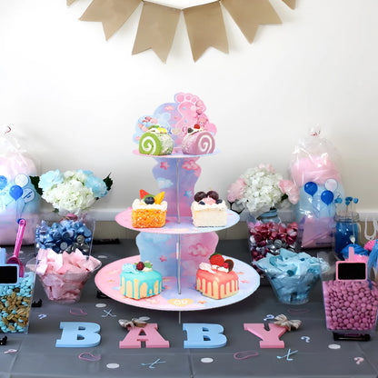 Cake Display Stand Jungle Mermaid Birthday Party Decorations Kids Dessert Holder Cake Tray Butterfly Baby Shower Cupcake Support - AMULET RING STORE