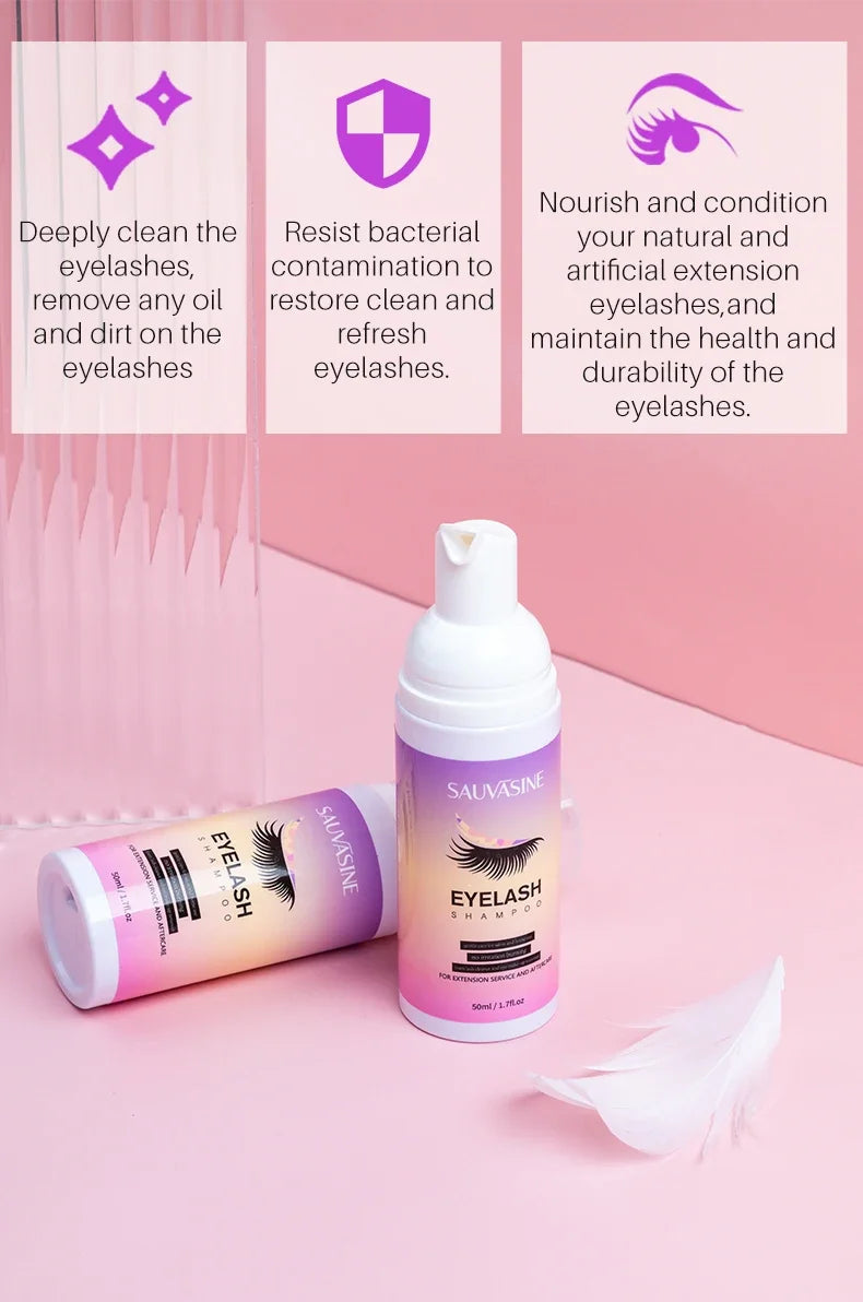 5/10PCS 50ML Eyelash Extension Shampoo Foam Mousse Kit Fast Makeup Glue Removal Foam Set Deeply Cleaning With Brush For Women - AMULET RING STORE