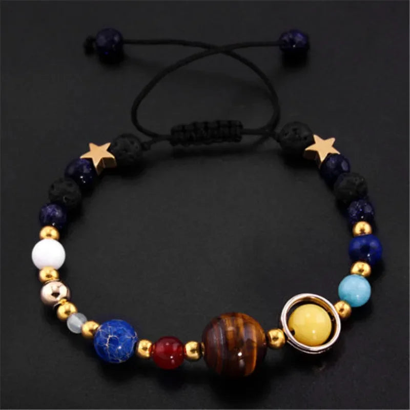 New Cosmic Galaxy Solar System Bracelet Female Transfer Beads Eight Planets Natural Hand-woven Yoga Bracelet Jewelry Accessories