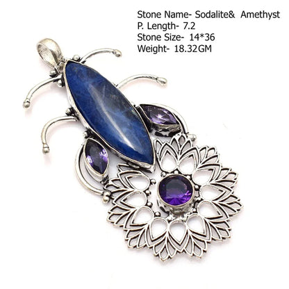 Genuine  Jasper Sodalite  Agate Turquoise   Pendant