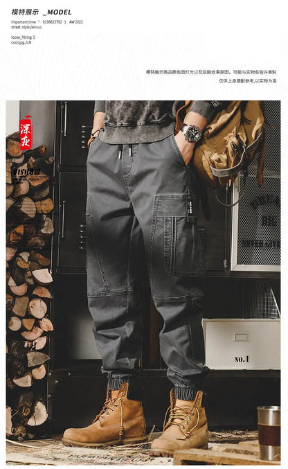 ARENS Techwear Cargo Pants Men Black Cargo Trousers Male Vintage Japanese Streetwear Hip Hop Pockets Casual Safari Style Loose