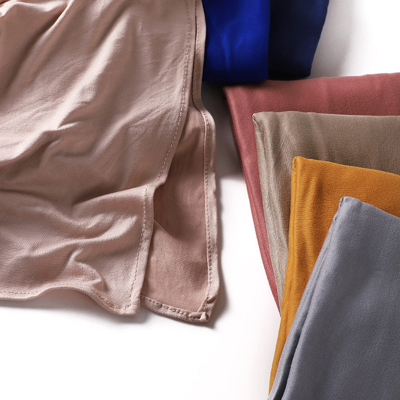 Newest Milk Silk Jersey Hijabs for Women Soft Warm Muslim Woman Turban Hoofddoek Headscarf Good Stitch Stretch Jesey HIjab Scarf - AMULET RING STORE