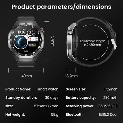 2025New GUHUAVMI GT5 Pro Smart Watch Men HD AMOLED Screen GPS Motion trajectory HeartRate Bluetooth Call 1.52" SmartWatch IP68