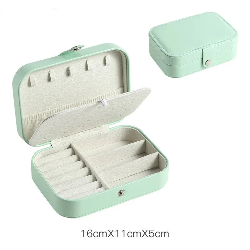 Portable Jewelry Box Jewelry Organizer Display Travel Jewelry Case Boxes Button Leather Storage Zipper Jewelers Joyero - AMULET RING STORE