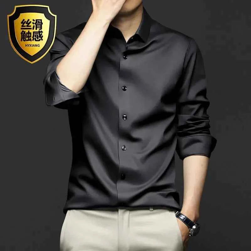 Men's White Shirt Long Sleeve Non iron Business Dress Slim Fit Korean Version Professional Work White Casual Men's Suit Shirt