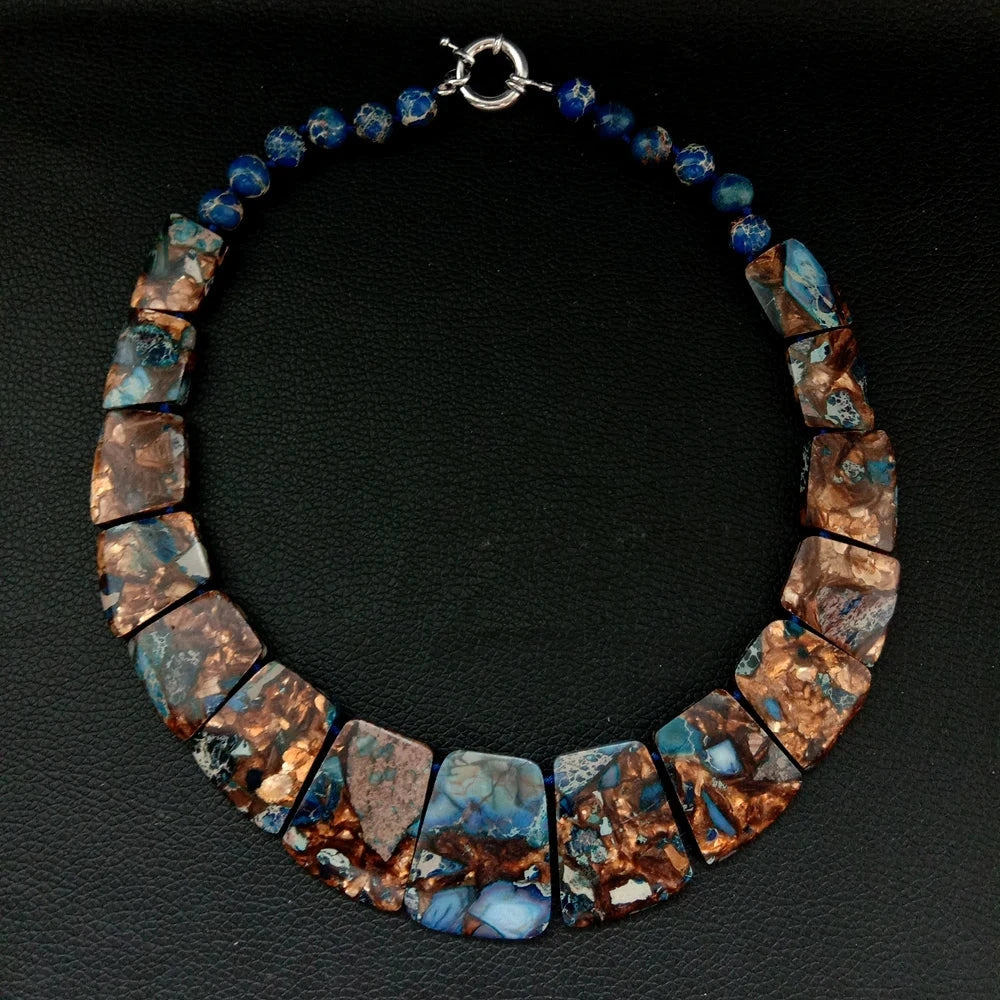 Y·YING 19'' Mixed Color Sea Sediment Imperial Jasper Graduated Necklace - AMULET RING STORE
