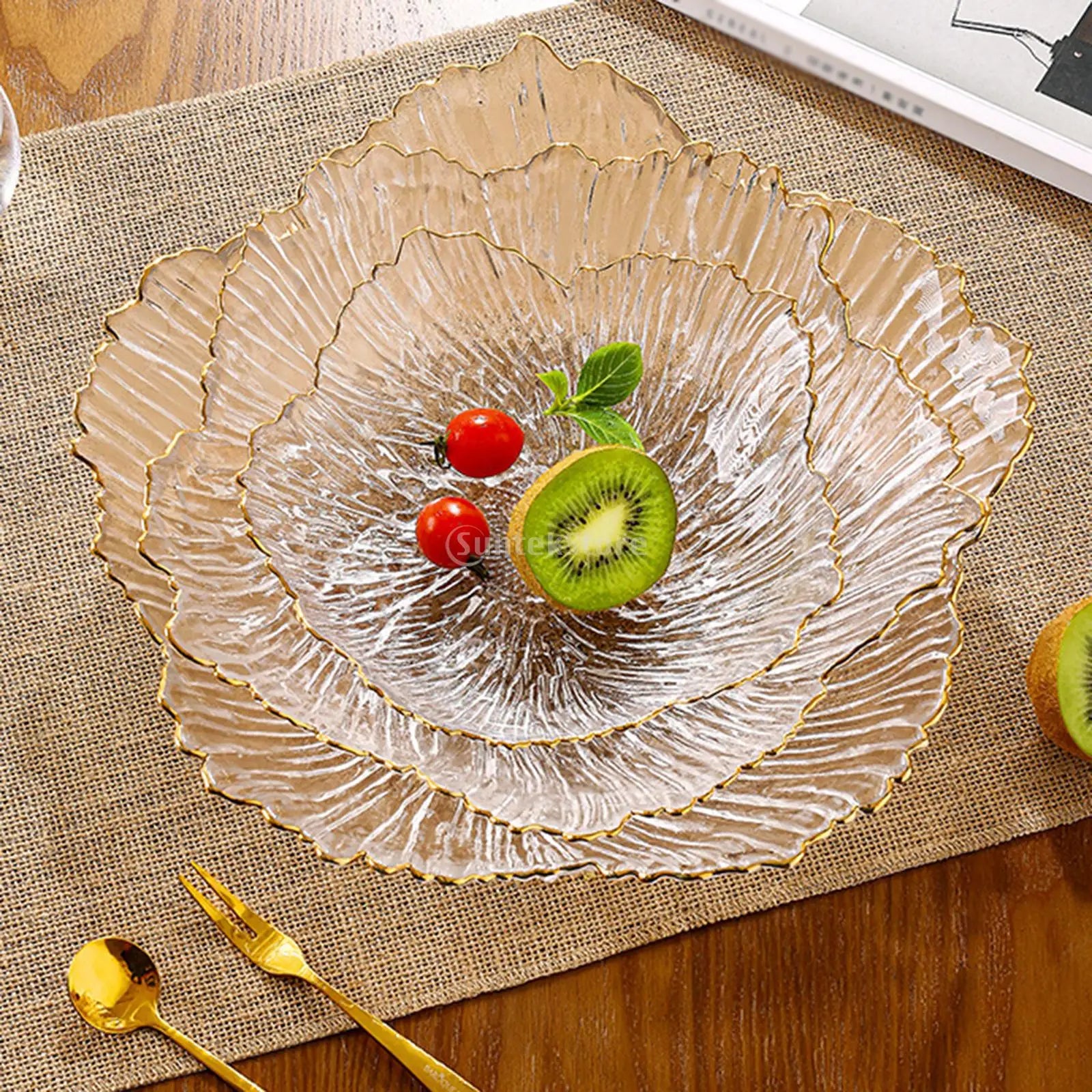 Fruit Basket Plate,Snack Cake Dish Tableware,Round Decorative Glass Fruit Plate Bowl,Food Storage Basket for Dining Room,Home - AMULET RING STORE