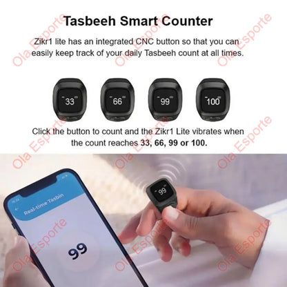 Qibla Smart Tasbih Tally Counter for Muslims Zikr Ring Digital Tasbeeh 5 Prayer Time Vibration Reminder Waterproof Qibla Subhah