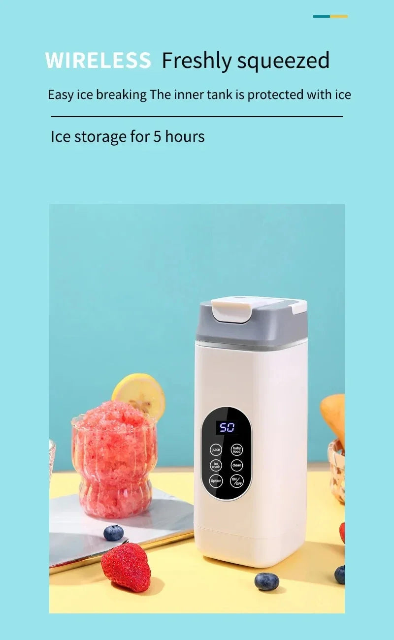 Electric Blender Rechargeable Portable Juicer USB Charging Hand Blender Electric Fruit Juicer 12 Blades Crushed Ice Juicer Cup - AMULET RING STORE