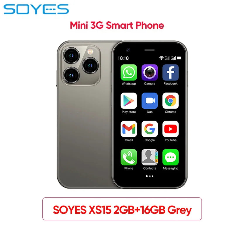 SOYES XS16/XS15 Mini Android Smartphone 3G/4G Network 2GB RAM 16GB ROM 3" Display 5MP Camera Dual SIM With Play Store WhatsAPP - AMULET RING STORE