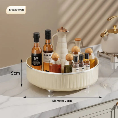 360° Rotating Plastic Storage Rack Bathroom Storage Organizer Kitchen Snack Food Oil Seasoning Bottle Storage Rack Fruit Tray - AMULET RING STORE