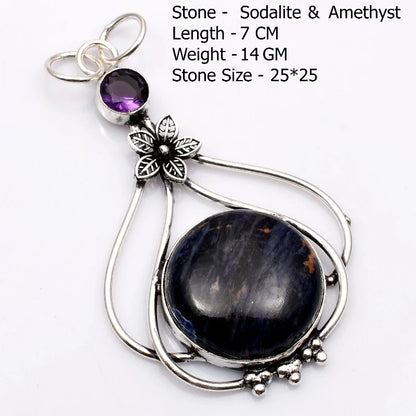 Genuine  Agate Labradorite Jasper Turquoise Rose Quartz Pendant