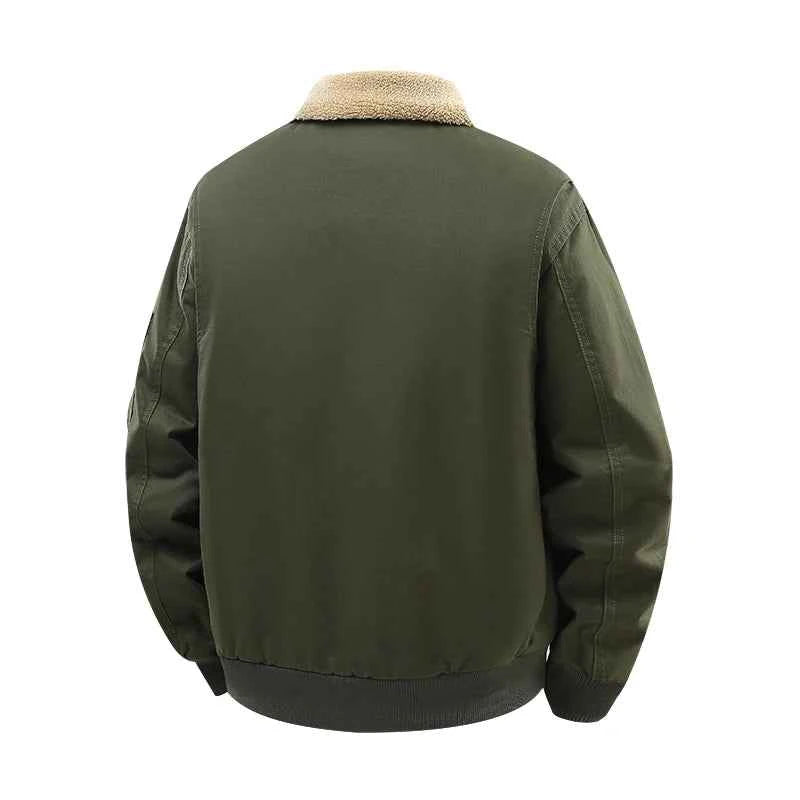 Men's Winter Fleece Jacket - Zipper Coat, Stylish and Elegant Lapel Design, Lamb Wool Lining - Cold Weather Coat, Suitable for Daily and Formal Events - Military Style Casual Jacket, Layered Wear, Military Style Design, Durab