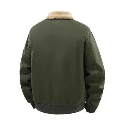 Men's Winter Fleece Jacket - Zipper Coat, Stylish and Elegant Lapel Design, Lamb Wool Lining - Cold Weather Coat, Suitable for Daily and Formal Events - Military Style Casual Jacket, Layered Wear, Military Style Design, Durab