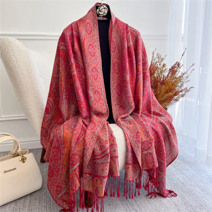 Autumn Bohemian Ethnic Paisley Cashmere Shawls Scarf for Women Warm Jacquard Pashmina Scarves Print Design Lady Foulard Stoles - AMULET RING STORE