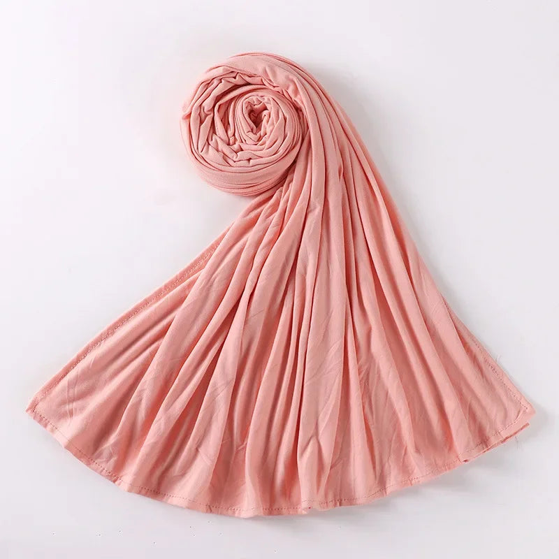 Newest Milk Silk Jersey Hijabs for Women Soft Warm Muslim Woman Turban Hoofddoek Headscarf Good Stitch Stretch Jesey HIjab Scarf - AMULET RING STORE