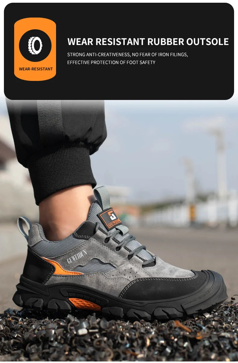 Men Safety Work Shoes Plastic Toe Safety Boots Fashion Lightweight Comfort Working Sneakers Anti-puncture Indestructible Shoes - AMULET RING STORE