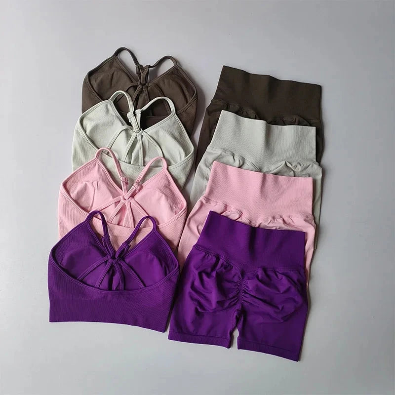 Butt Lifting Fitness Shorts Lifting Set for Women's Elastic Breathable Quick-drying Sports Underwear Beautiful Back Yoga Suit