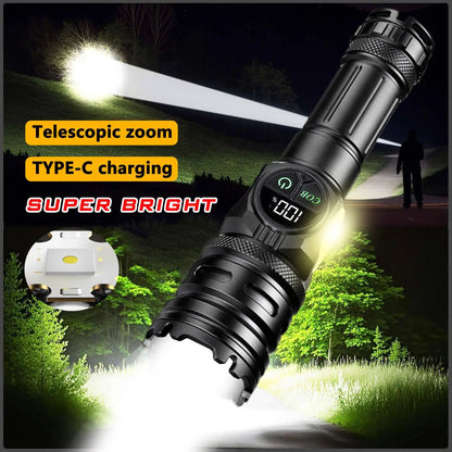 Super Bright Rechargeable LED COB Flashlight With 9 Lighting Modes Multifunction Magnetic Outdoor Waterproof Lamp18650 Battery - AMULET RING STORE
