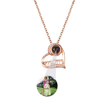 Custom Photo Necklace Personalized Picture Projection Necklace Rose Flower Projective Pendant Necklace Memorial Gifts For Women