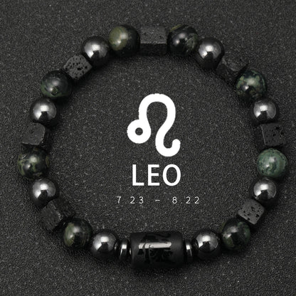 12 Zodiac Signs Natural Stone Bracelets Taurus Cancer Virgo Pisces Bracelets Ladies Men Couples Gift Bracelet aquarius