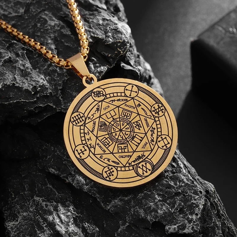 Seven Archangels Seal Necklace Pendant Solomon's Four-Word Seal Amulet Necklace