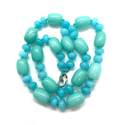 Natural Stone Malachite Lapis Lazuli Agate Necklace 10x14mm Cylindrical Beads 5x9mm Abacus Beads Ladies Necklace about 18 Inches - AMULET RING STORE