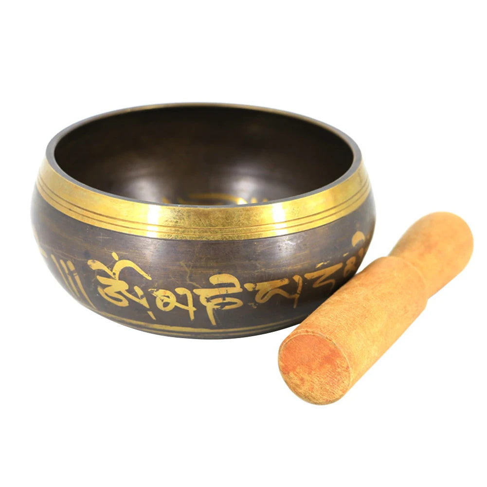 Buddha Sound Bowl Tibetan Bell Yoga Meditation Bowl Metal Singing Bowl Striker Chanting Bowl Brass Chime Handicraft Music - AMULET RING STORE