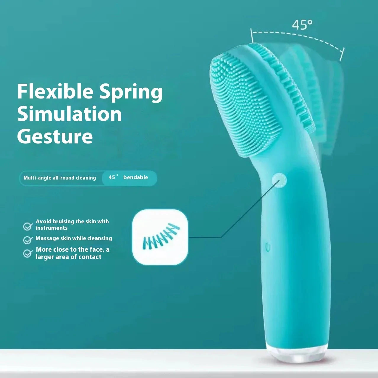 Portable Handheld Electric Silicone Facial Brush Facial Cleanser Pore Cleaning Massage Ultrasonic Facial Cleanser