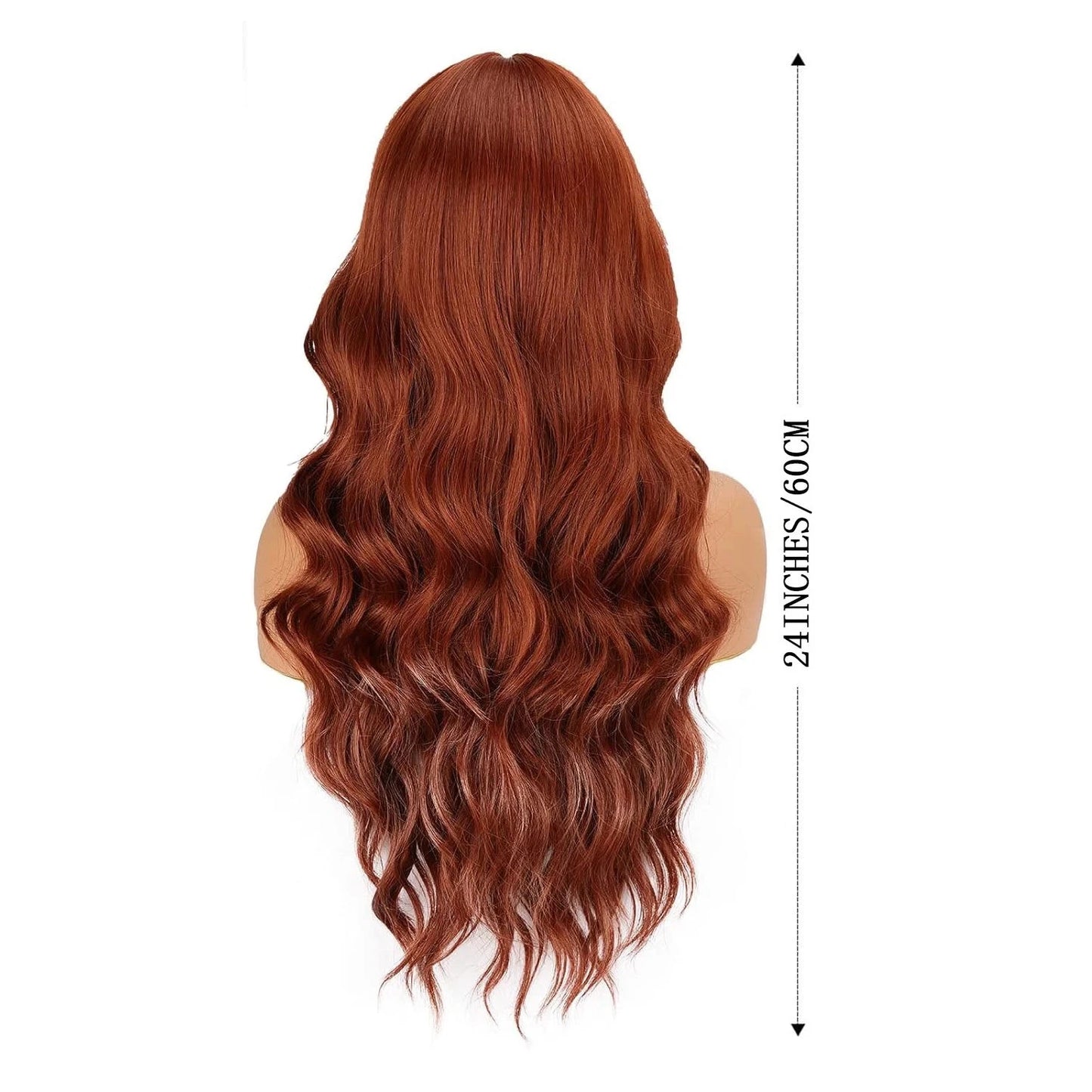 Auburn Wig for Women, 26 Inch Long Auburn Wavy Wigs for Women, Natural Looking Cooper Red Wig, Heat Resistant Synthetic Hair Wig - AMULET RING STORE