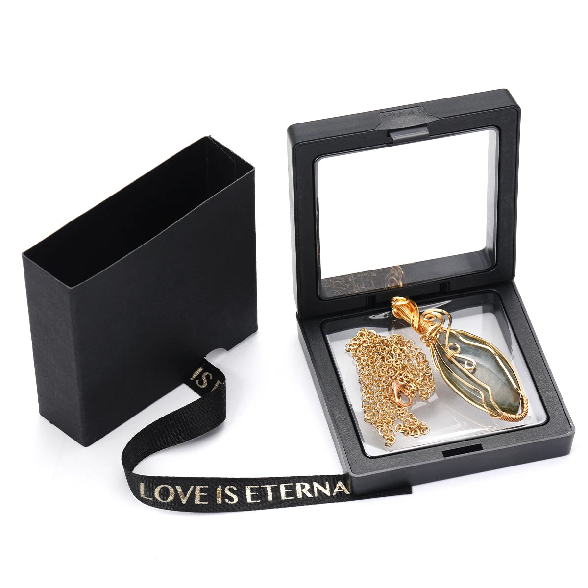 Labradorite Rainbow Moonstone Gemstone Pendant Copper Wire Wrapped Labradorite Jewelry Labradorite Necklace With Chain and Box