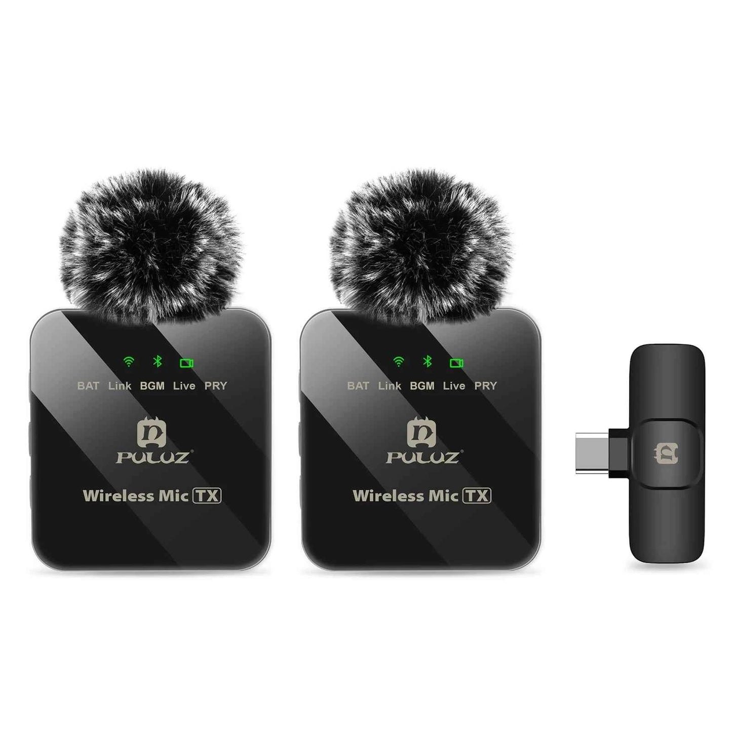 PULUZ 2.4G Wireless Lavalier Microphone Live Broadcast Gaming Microphone For iPhone Type-C Android Camera Audio Video ForYouTube