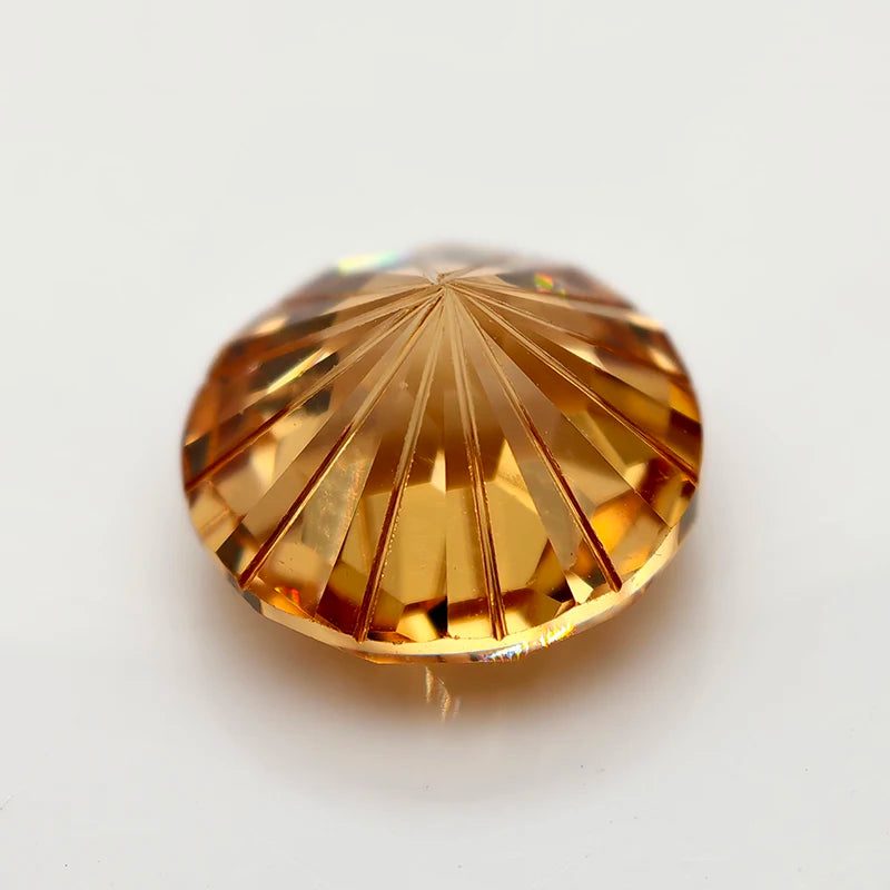 New Champagne 5.0-12.0mm Round Pyrotechnic Cut Cubic Zirconia Stones Loose Gemstone for Jewelry Making - AMULET RING STORE