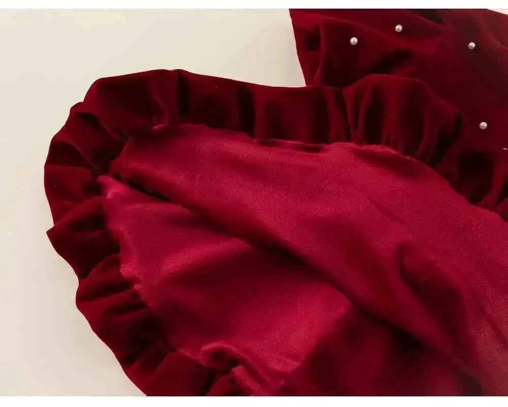 Autumn Winter Children Dress 1-10Y Girls Pearl Thick Warm Fleece Party Christmas Princess Dresses Toddler Wear Kids Clothing New