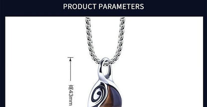 New Retro Silver Necklace for Men Natural Tiger Eye Stone Punk Style Unique Design Men's Long Chain Pendant Party Christmas Gift