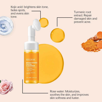 Turmeric Cleansing Milk Foam Facial Cleanser Cleanses Dirt And Grease Brightens Skin Hydrating And Moisturizes Face Care Product