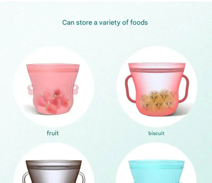 Cartoon Silicone Fresh-keeping Storage Bag,Reusable Food Grade Snack Bags for Children,Zipper Bag,Eco-Friendly,Leakproof - AMULET RING STORE