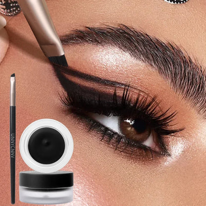 2 in 1 Eyeliner Eyebrow Gel Cream with Brush Waterproof Long-lasting Matte Black Brown Easy Wear Eyeliner Korean Makeup Cosmetic - AMULET RING STORE