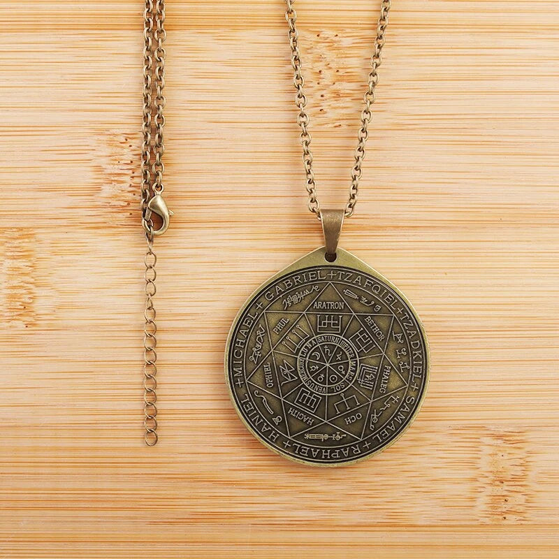 Seven Archangel Solomon Kabbalah Pendant Vintage Angel Seal Necklace Personality Men Amulet Jewelry Accessories