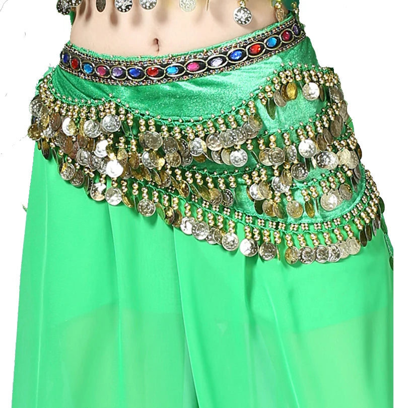 1PC New Style Belly Dance Belt Newest Multi-color Glass Silk Velvet Dancing Belt Scarf Crystal BellyDance Waist Chain Hip Scarf - AMULET RING STORE